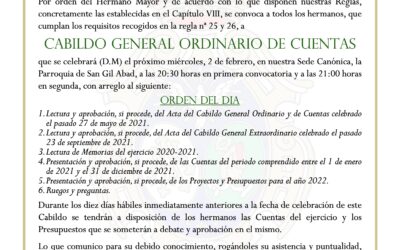 CONVOCATORIA | CABILDO GENERAL ORDINARIO DE CUENTAS.